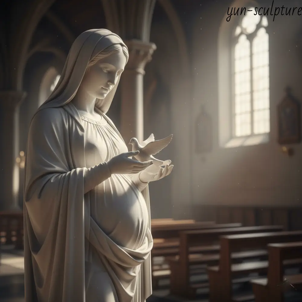 A high-quality religious statue of the expectant Mary, symbolizing the 'living tabernacle' and the theological concept of the vessel of the Incarnation.