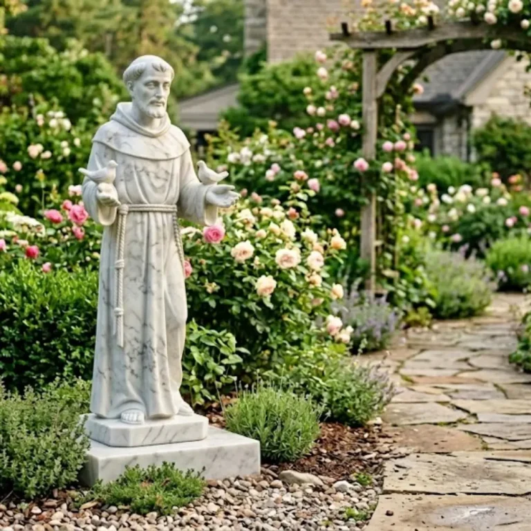 st francis marble statue english garden