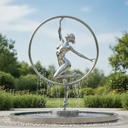 stainless steel rolling sphere modern fountain