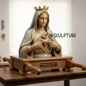 28 inch polychrome processional immaculate heart of mary statue platform
