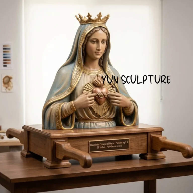 28 inch polychrome processional immaculate heart of mary statue platform