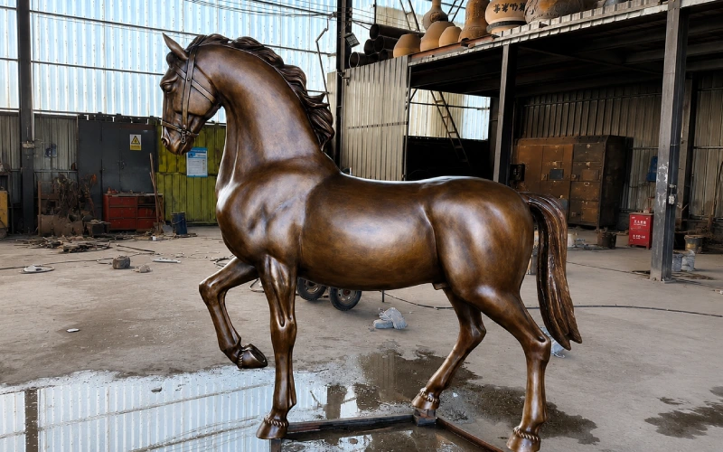 Bronze standing mare statue with elegant natural pose — Yun Sculpture