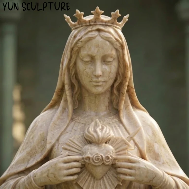 immaculate heart of mary statue symbols piercing sword stone carving