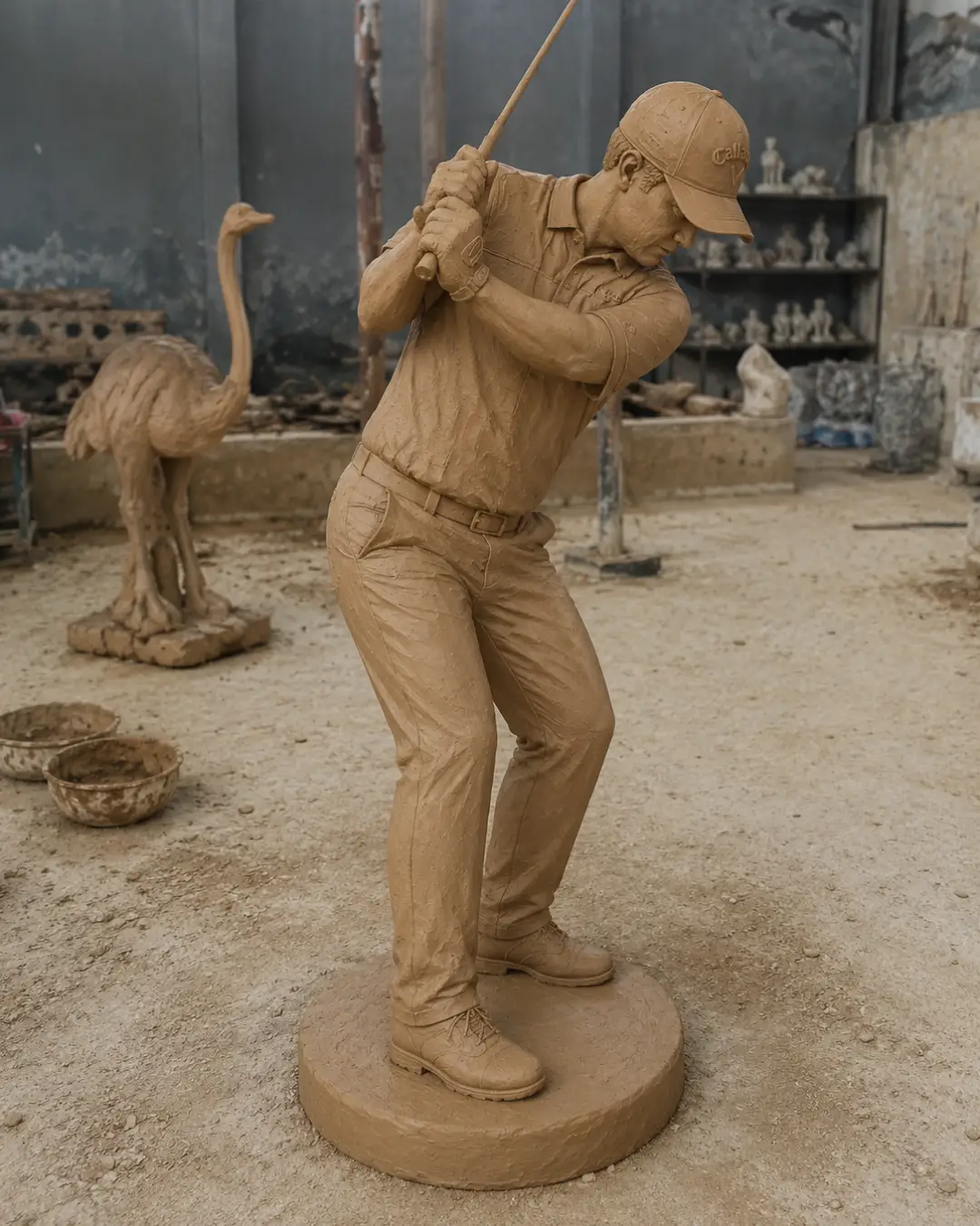 life size clay sculpting golf statue accuracy