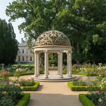 marble stone gazebo roman columns carved dome garden