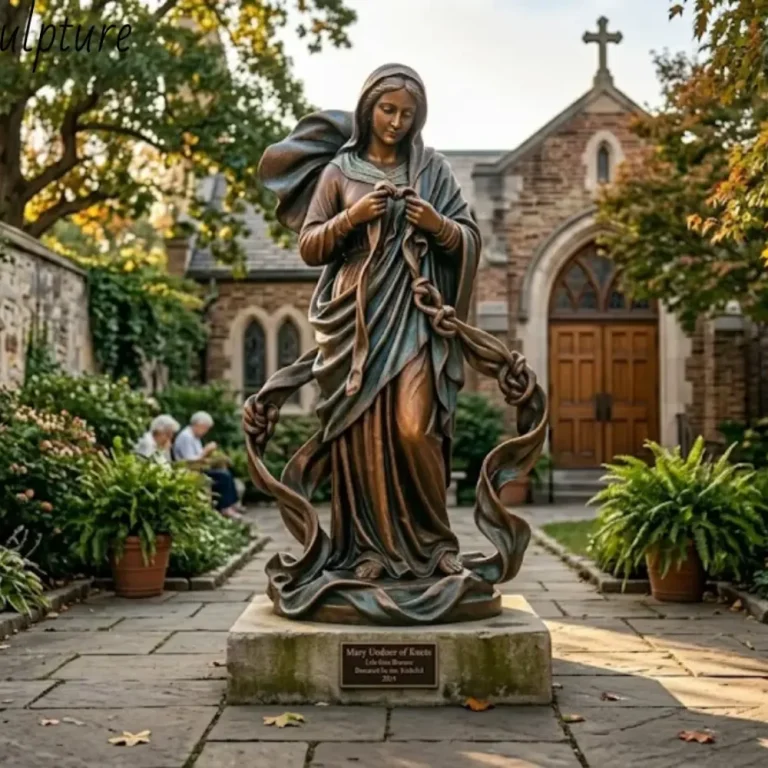 mary undoer of knots lost wax bronze statue