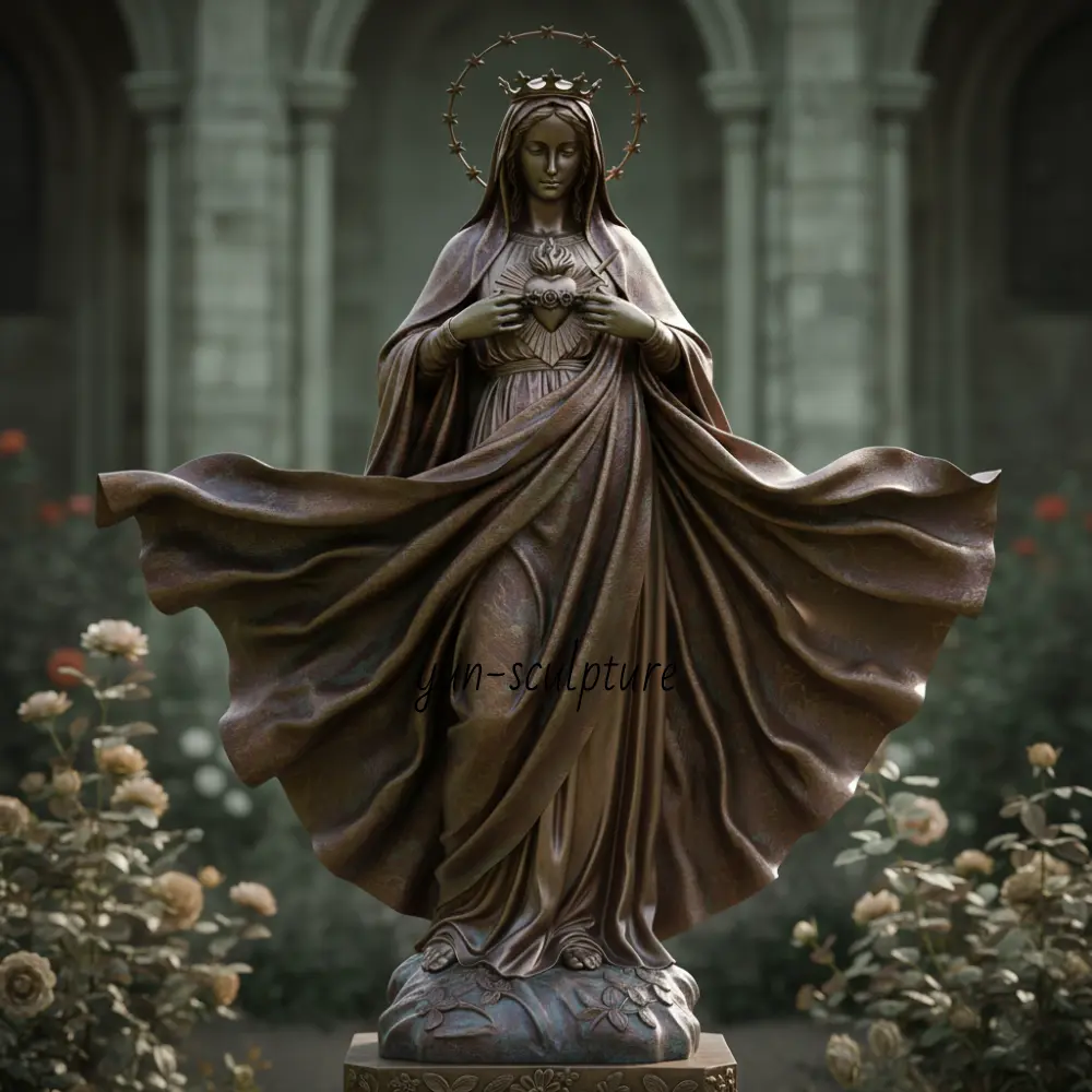 pilgrim virgin statue fatima immaculate heart bronze
