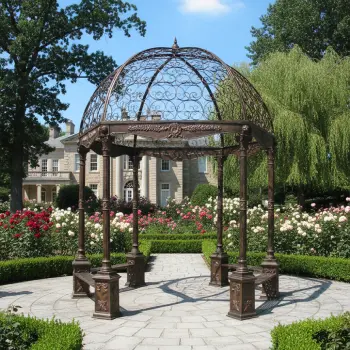 wrought iron gazebo birdcage style metal pergola vines