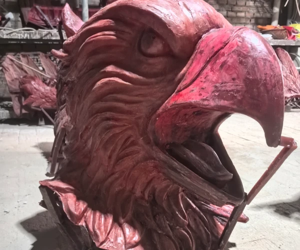 Wax pattern of the custom bluebird sculpture prepared for lost-wax bronze casting.