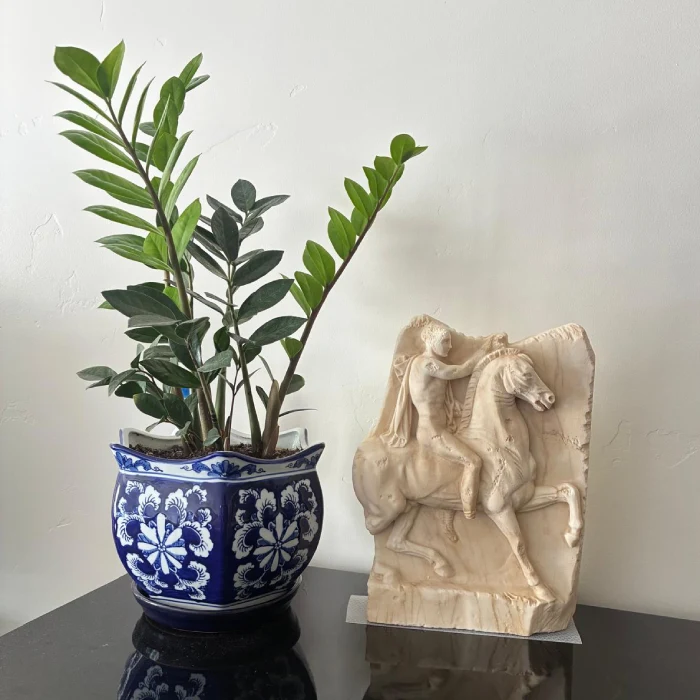 Custom Greek horseman marble relief sculpture carved from natural marble