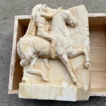 Greek horseman marble relief sculpture carved from natural stone