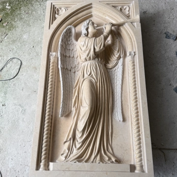 Custom marble angel relief sculpture for church, chapel and religious wall decoration