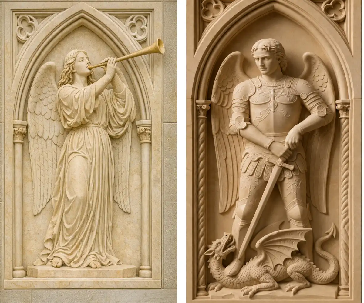 st michael st gabriel marble relief concept design
