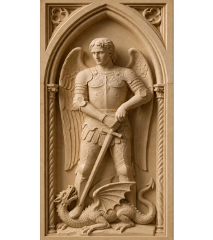 Concept design for a St. Michael marble relief used to establish the final composition