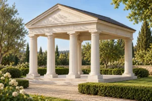 greek temple gazebo garden concept